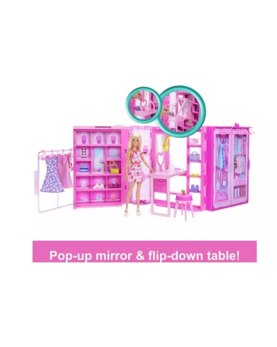Oyun dəsti Mattel Barbie Dream Closet Playset with Fashion doll & Accessories, 3+ yaş