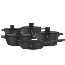 Qazan dəsti Berllong BOS SET-09, 9 parça, 20/24/28/28/28 sm, qara