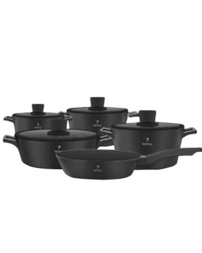 Qazan dəsti Berllong BOS SET-09, 9 parça, 20/24/28/28/28 sm, qara