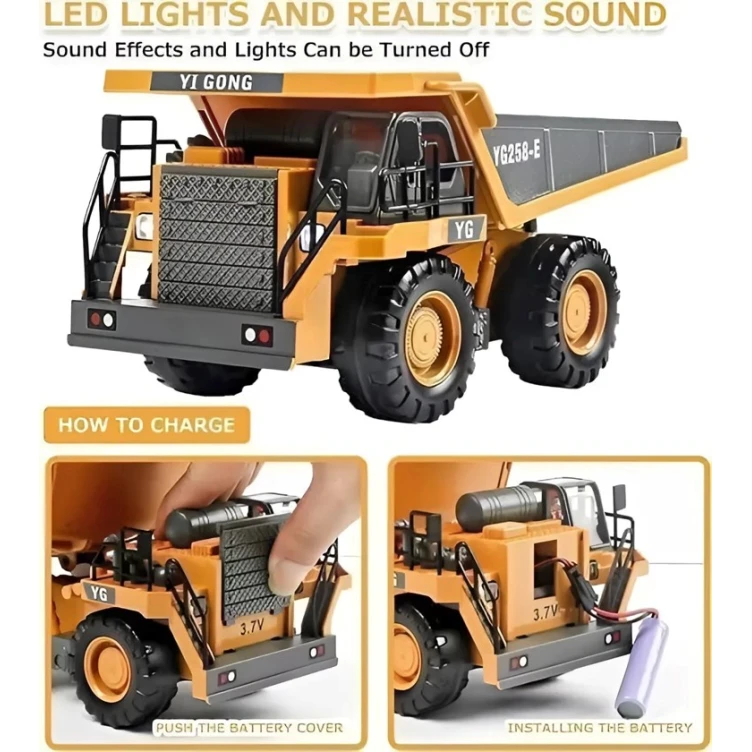 Radio ilə idarə olunan yük maşını O-314, 10x12x21 sm, 6 yaşdan, sarı