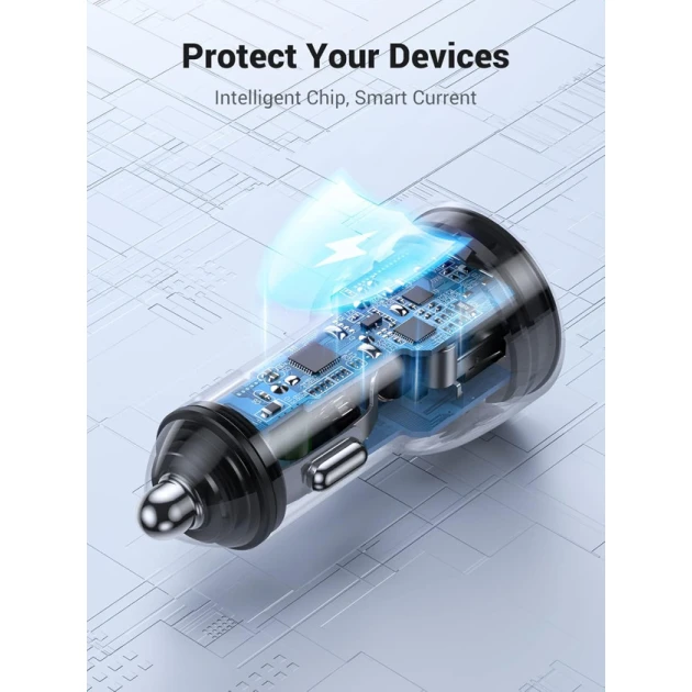 Avtomobil enerji toplama cihazı Ugreen 50W Dual USB-C Space Grey - 6957303875948 Avtomobil enerji toplama cihazı Ugreen 50W Dual USB-C Space Grey - 6957303875948