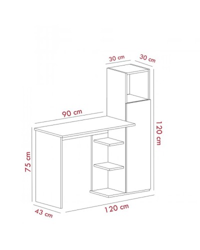 Yazı masası Ev Plus 12115877, LDSP, ağ, 120x120x43 sm