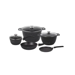 Набор посуды Kukmara Мраморная pnkp20mt, алюминий, черный, 18/22/26 см, 8 предметов Набор посуды Kukmara Мраморная pnkp20mt, алюминий, черный, 18/22/26 см, 8 предметов