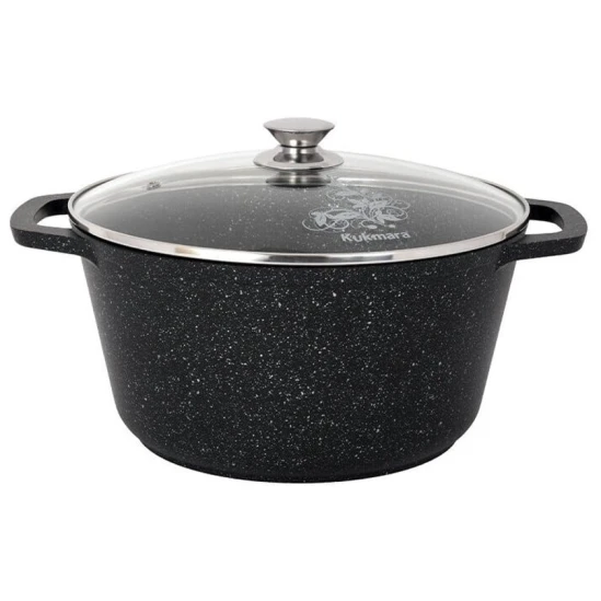 Набор посуды Kukmara Мраморная pnkp20mt, алюминий, черный, 18/22/26 см, 8 предметов