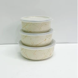 Набор контейнеров Nipmar, 14/16/18 см, эмаль, с крышкой, белый, 3 шт