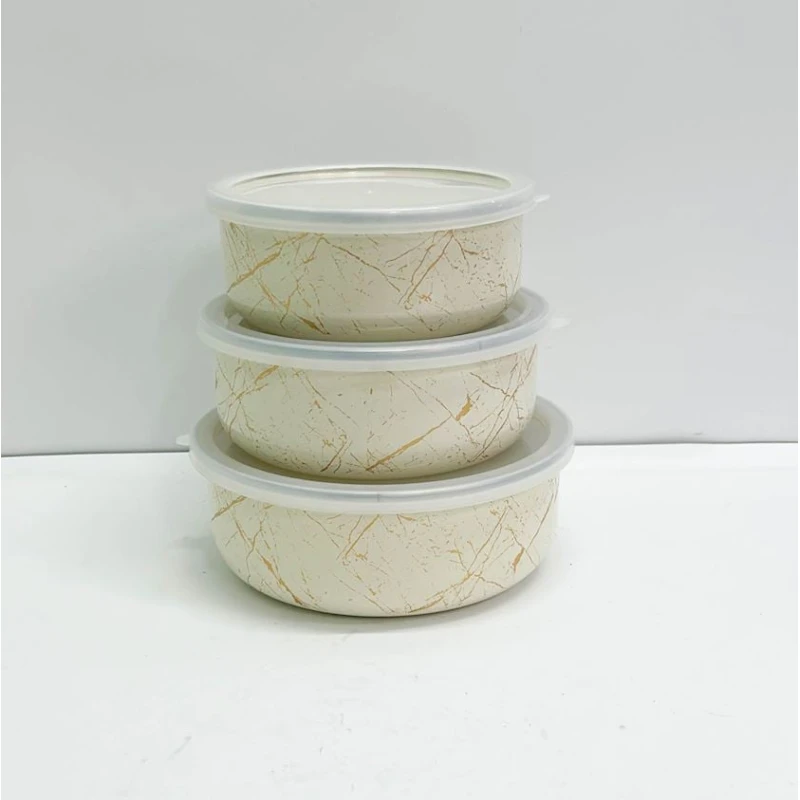 Набор контейнеров Nipmar, 14/16/18 см, эмаль, с крышкой, белый, 3 шт