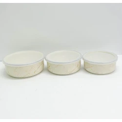 Konteyner dəsti Nipmar, 14/16/18 sm, mina, qapaqla, ağ, 3 əd