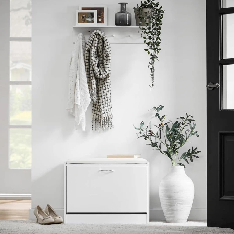 Ayaqqabı üçün tumba Art Mebel 8, laminat, ağ, 60x80x30 sm