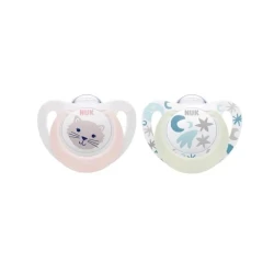 Набор пустышек Nuk Star Day and Nigt, 0-6 месяцев, товар в ассортименте Набор пустышек Nuk Star Day and Nigt, 0-6 месяцев, товар в ассортименте