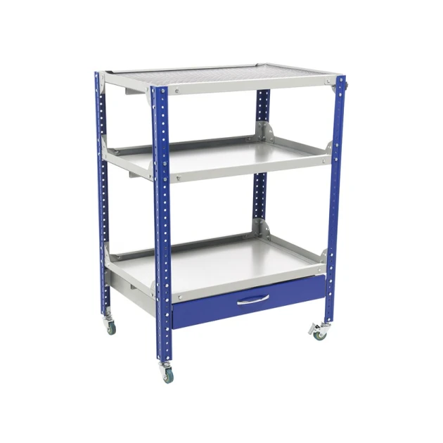 Инструментальная тележка Praktik WDS Garage, серая/синяя, 980x772x514 мм