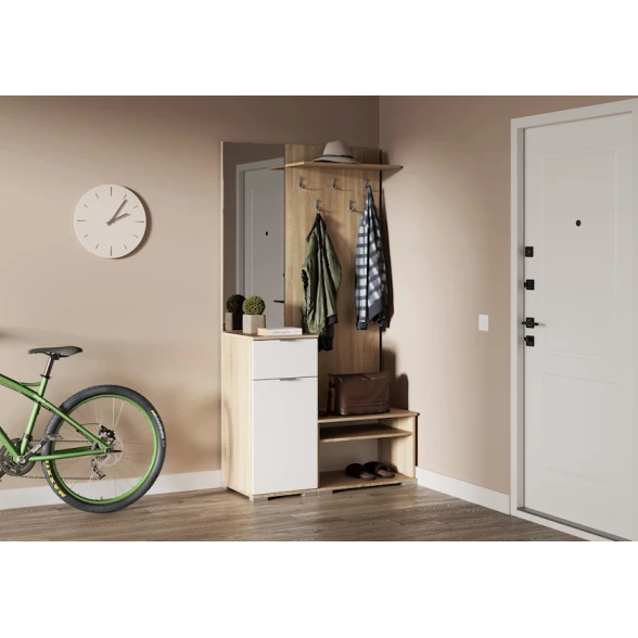 Шкаф-витрина для прихожей Letta,200х45х105 см,ЛДСП,белый Шкаф-витрина для прихожей Letta,200х45х105 см,ЛДСП,белый