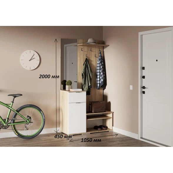 Шкаф-витрина для прихожей Letta,200х45х105 см,ЛДСП,белый Шкаф-витрина для прихожей Letta,200х45х105 см,ЛДСП,белый