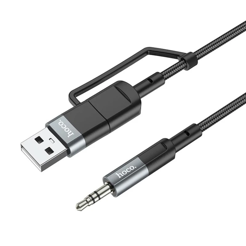 Аудиокабель Hoco UPA23 2in1 Type-C + USB Digital Audio Conversion (Metal Grey) Аудиокабель Hoco UPA23 2in1 Type-C + USB Digital Audio Conversion (Metal Grey)