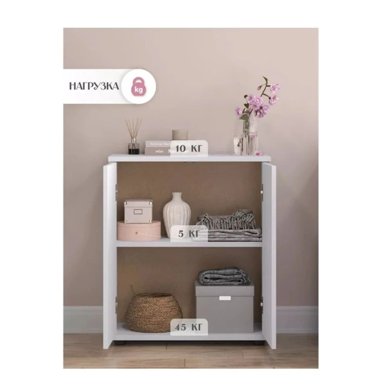 Комод Minimalizm Wh, 70х29х60 см, ЛДСП, белый Комод Minimalizm Wh, 70х29х60 см, ЛДСП, белый