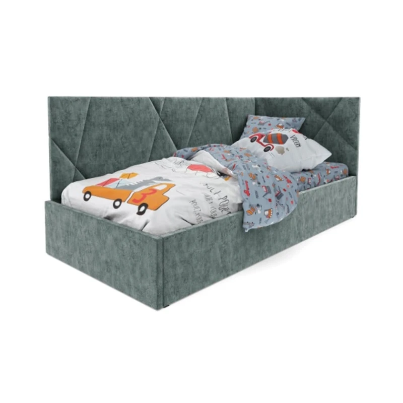 Tək nəfərlik çarpayı Art_tek_yataq 71, laminat/parça, boz, 200x85x90 sm