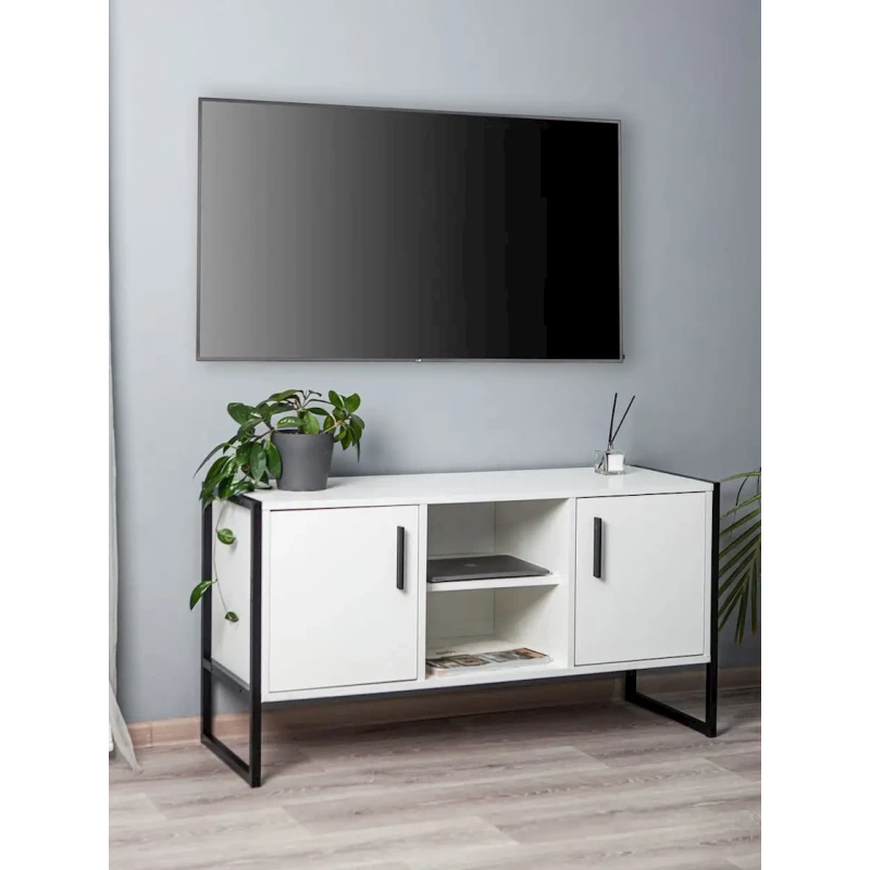 Тумба под ТВ 60x40x114 см, ЛДСП, белая