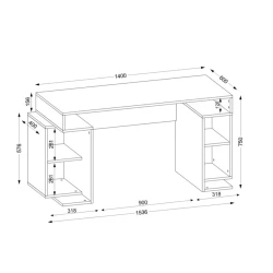 Компьютерный стол Ev Plus 12116083, ЛДСП, 140x60x75 см