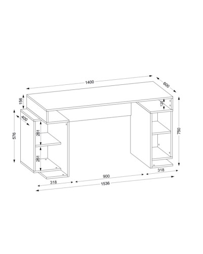 Kompüter masası Ev Plus 12116083, LDSP, 140x60x75 sm
