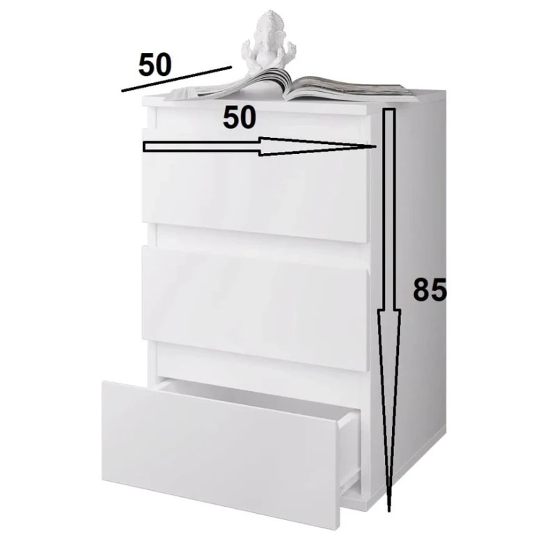 Tumba Marina 3563_M25Tumba3l1stvorka+White, LDSP, 85x50x50 sm, ağ Tumba Marina 3563_M25Tumba3l1stvorka+White, LDSP, 85x50x50 sm, ağ