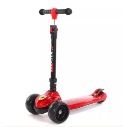 Детский самокат XW-106, складной, черный/красный