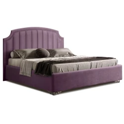 Двуспальная кровать Art_ikili_yataq 100, ламинат/текстиль, сиреневая, 120x160х200 см