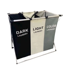 Корзина для белья SS-234, складная, с 3-мя отделениями, 60x38x68 см