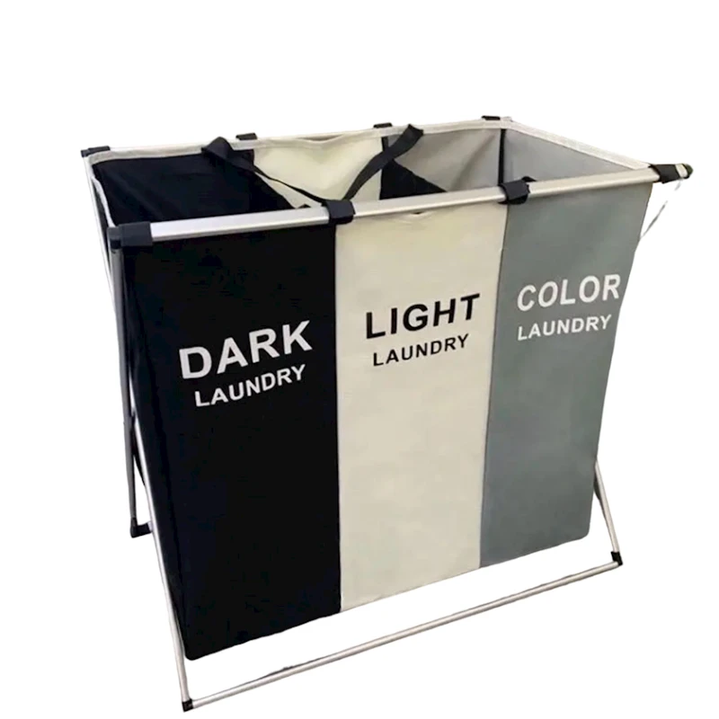 Корзина для белья SS-234, складная, с 3-мя отделениями, 60x38x68 см