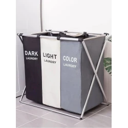 Корзина для белья SS-234, складная, с 3-мя отделениями, 60x38x68 см