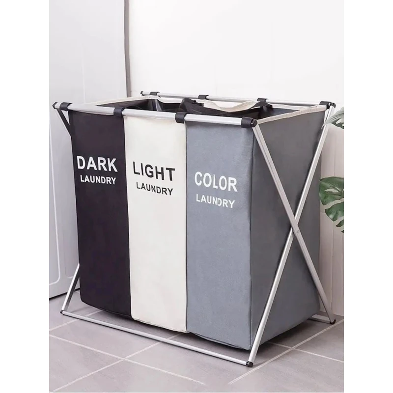 Корзина для белья SS-234, складная, с 3-мя отделениями, 60x38x68 см