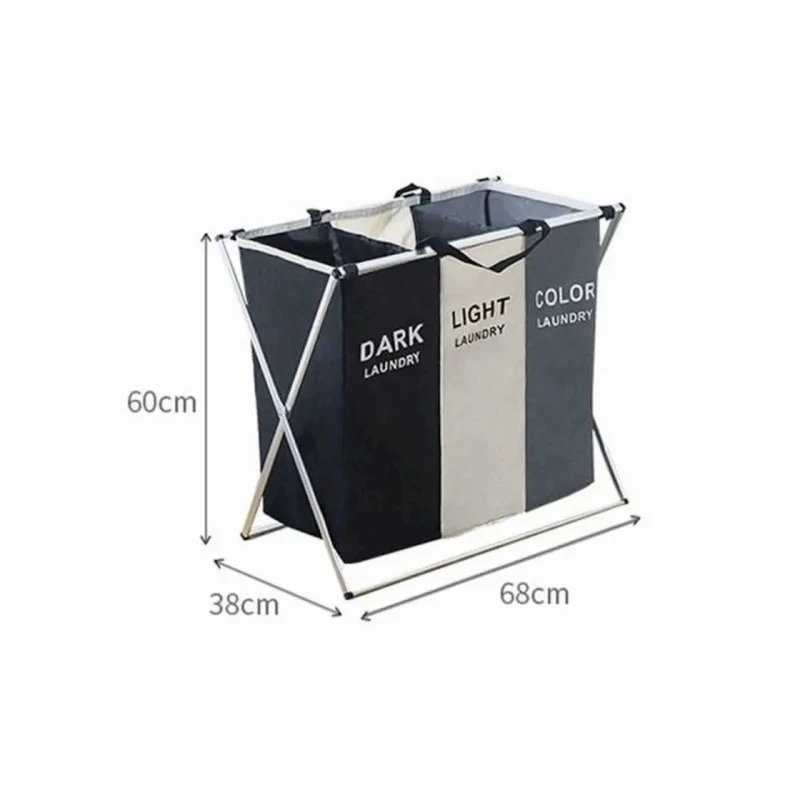 Корзина для белья SS-234, складная, с 3-мя отделениями, 60x38x68 см
