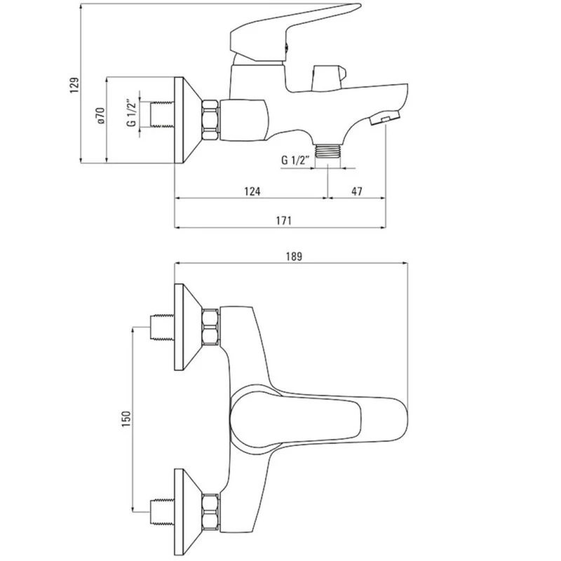 Смеситель для ванны Deante Boro BMO 010M, латунь, серебристый Смеситель для ванны Deante Boro BMO 010M, латунь, серебристый