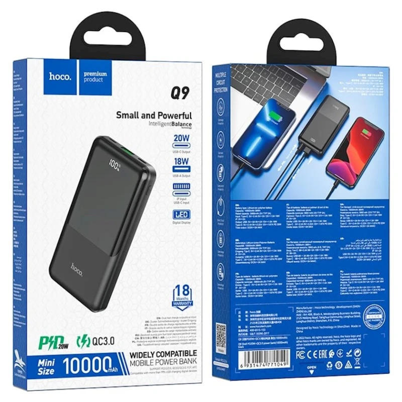 Xarici akkumulyator Hoco Q9 Shell 10000 mAh Black