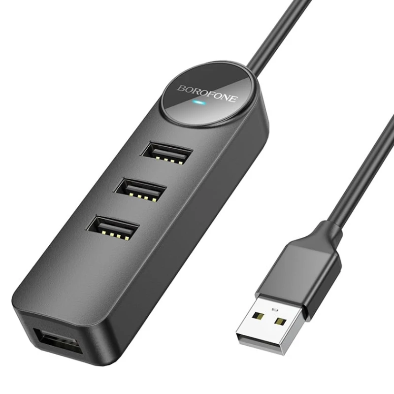 USB хаб Borofone DH5 4 Port USB-A 2.0, Черный USB хаб Borofone DH5 4 Port USB-A 2.0, Черный