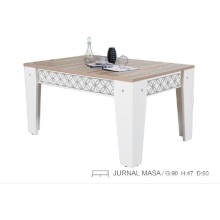Jurnal masası Günəş,ağ/qəhvəyi, 90*47*60 sm, Laminat materialdan hazırlanmışdır, Yerli istehsal