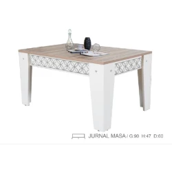 Журнальный столик Günəş, белый/коричневый, 90*47*60 см, изготовлен из ламинированного материала, местного производства Журнальный столик Günəş, белый/коричневый, 90*47*60 см, изготовлен из ламинированного материала, местного производства