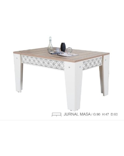Jurnal masası Günəş,ağ/qəhvəyi, 90*47*60 sm, Laminat materialdan hazırlanmışdır, Yerli istehsal