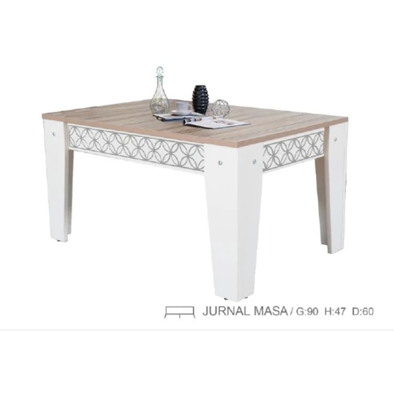 Журнальный столик Günəş, белый/коричневый, 90*47*60 см, изготовлен из ламинированного материала, местного производства Журнальный столик Günəş, белый/коричневый, 90*47*60 см, изготовлен из ламинированного материала, местного производства