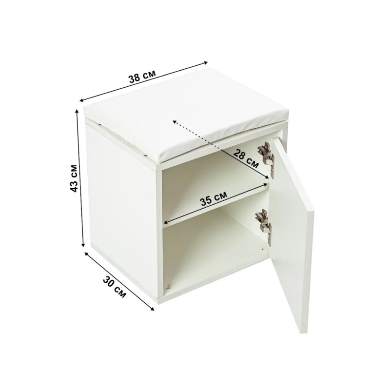 Тумба для обуви Letta, 43х30х38 см, ЛДСП, белая Тумба для обуви Letta, 43х30х38 см, ЛДСП, белая
