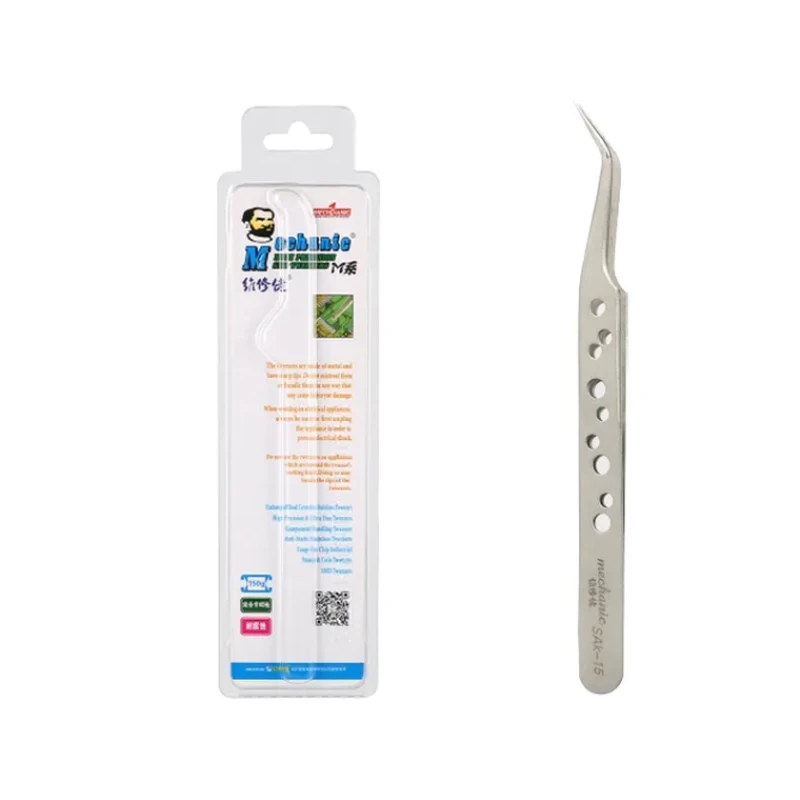 Пинцет Mechanic SMDSAK15, уровня M, для работы с платами смартфонов, сталь Пинцет Mechanic SMDSAK15, уровня M, для работы с платами смартфонов, сталь