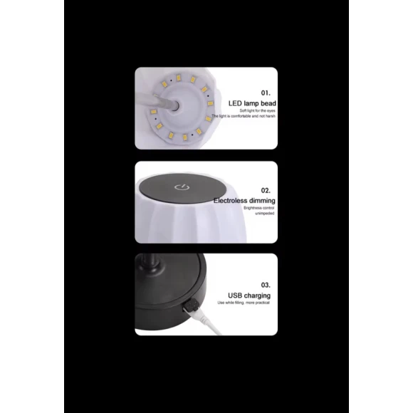 Маленький светодиодный ночник телескопический, белый/черный, 10x10x28 см Маленький светодиодный ночник телескопический, белый/черный, 10x10x28 см