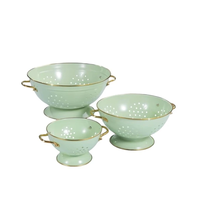 Набор дуршлагов Hartman, сталь, зеленый/золотистый, 3 шт