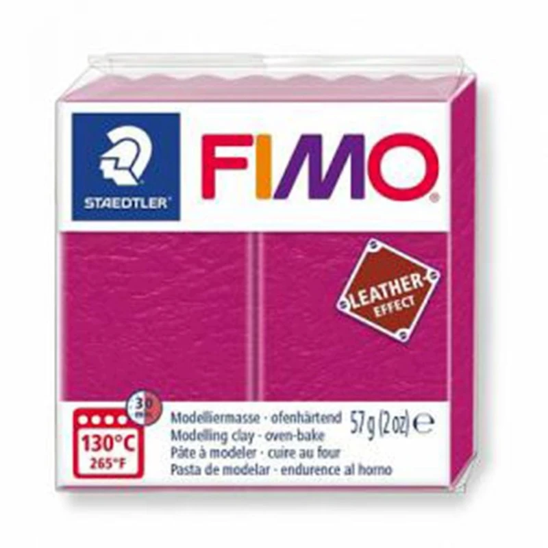 Глина Fimo Leather Effect полимерная, с эффектом кожи, 57г, ягодная