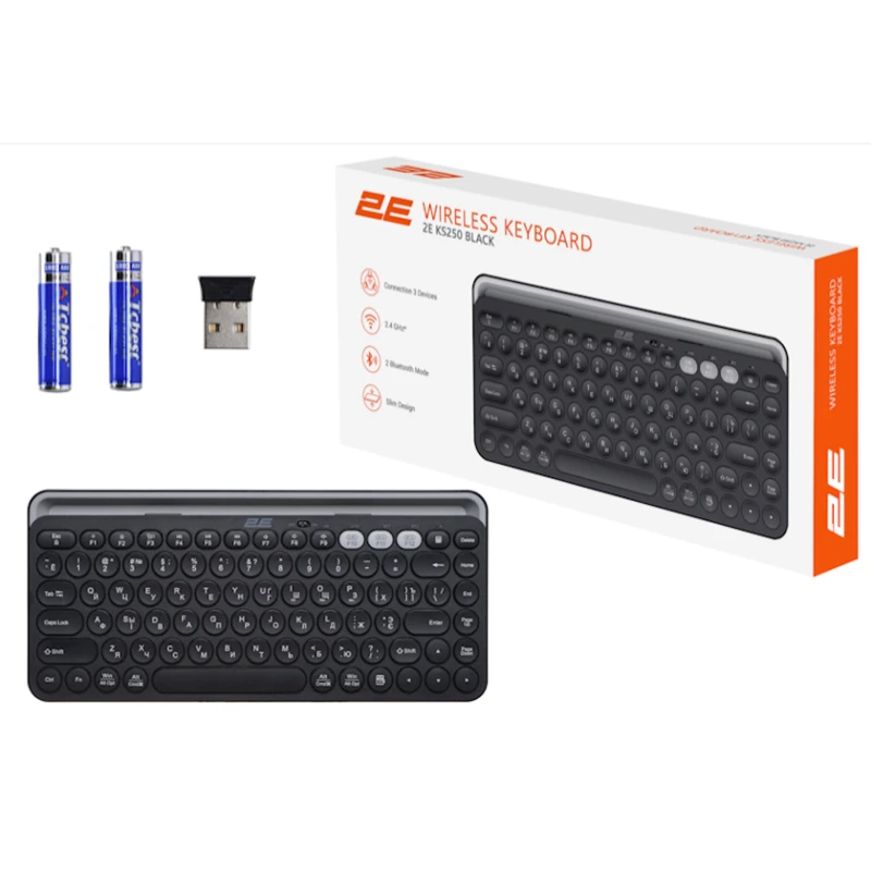 Клавиатура 2E KS250 WL BT Black (2E-KS250WBK)