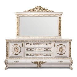 Комод Era Mebel Alsu, 240х52х107 см, белый/золотистый