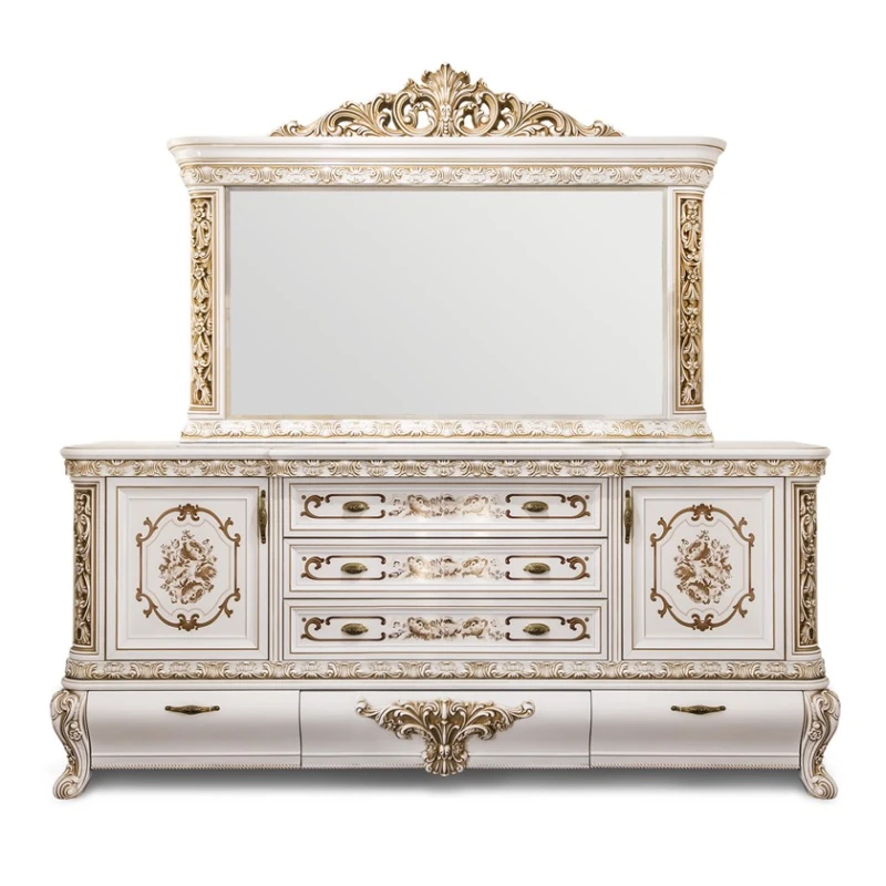 Комод Era Mebel Alsu, 240х52х107 см, белый/золотистый Комод Era Mebel Alsu, 240х52х107 см, белый/золотистый