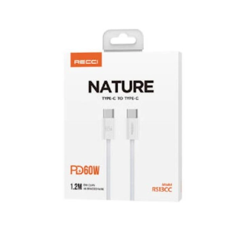 Kabel Recci RS13CC Type-C to Type-C, 1.2 m, White
