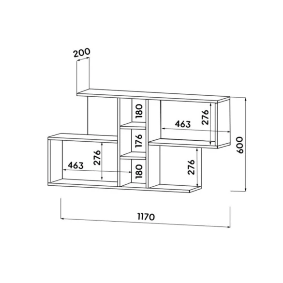 Настенная полка Art Mebel 150, ламинат, 60х120х20 см, коричневая