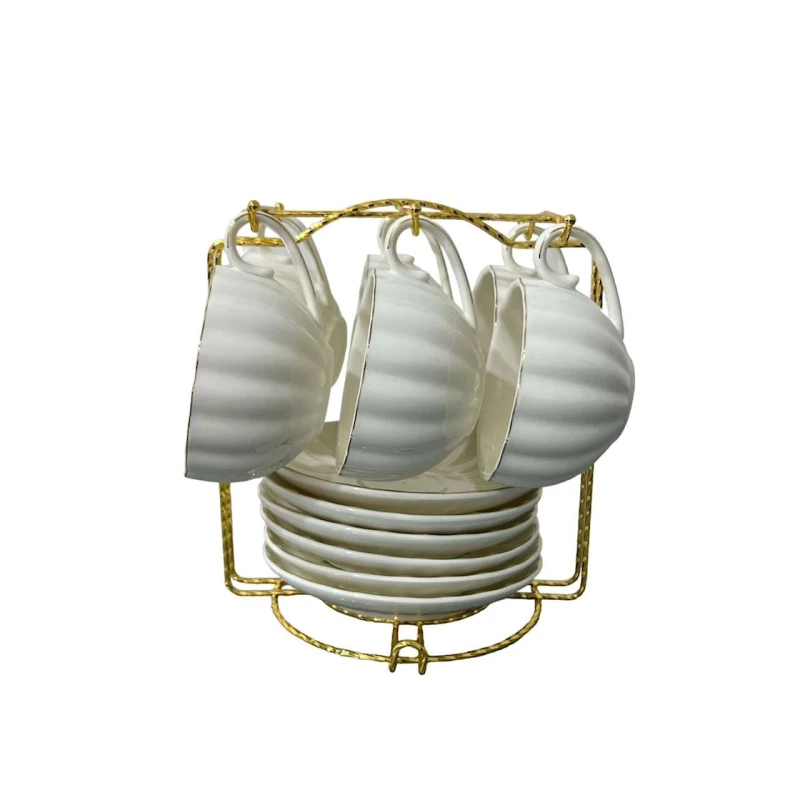 Набор чашек с блюдцами ZGH_00373, 12 шт, белый Набор чашек с блюдцами ZGH_00373, 12 шт, белый