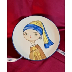 Декоративная тарелка Niche Ceramic, керамика, белая/синяя/желтая, 28 см