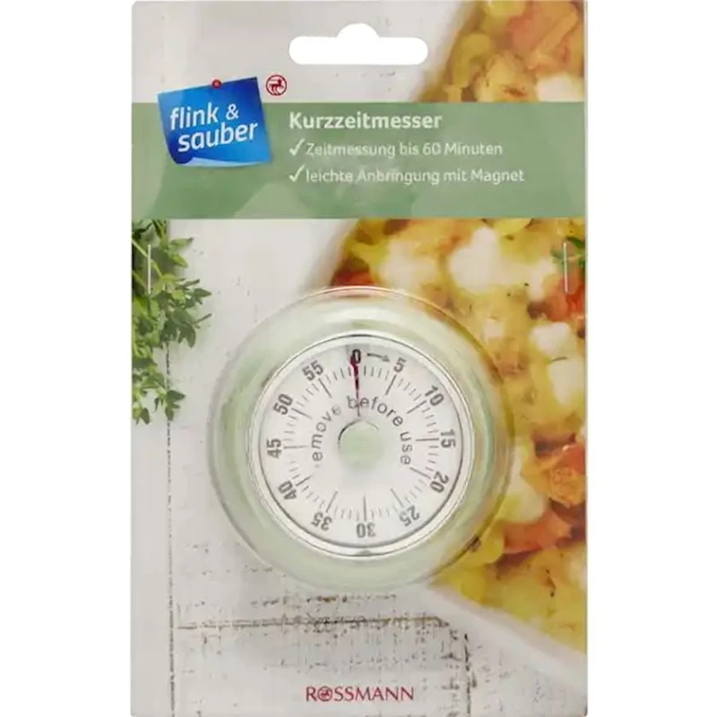 Таймер кухонный Flink & Sauber магнит для фиксации, Белый/Зеленый Таймер кухонный Flink & Sauber магнит для фиксации, Белый/Зеленый